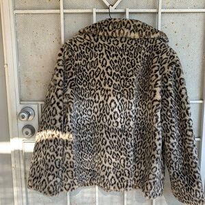 Super cool faux fur swing jacket. Sz M, perfect condition